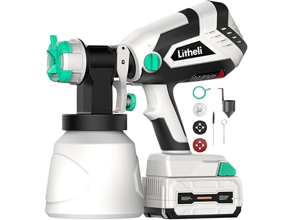 Litheli 40V Cordless Paint Sprayer, 500W HVLP Spray Gun