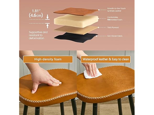 FIRAVOE Bar Stools Set of 3, Modern 28 inch Bar Height Stool (Open Box)