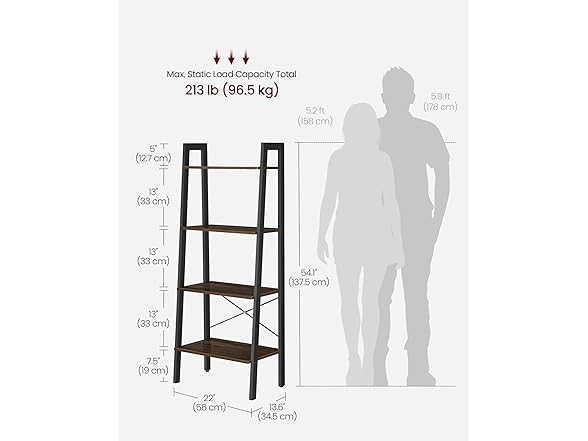 VASAGLE Ladder Shelf, 4-Tier Bookshelf