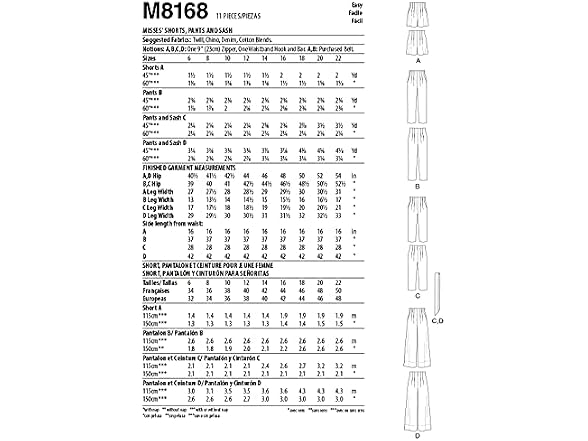 McCall's M8168A Misses Skirt/Pants, A