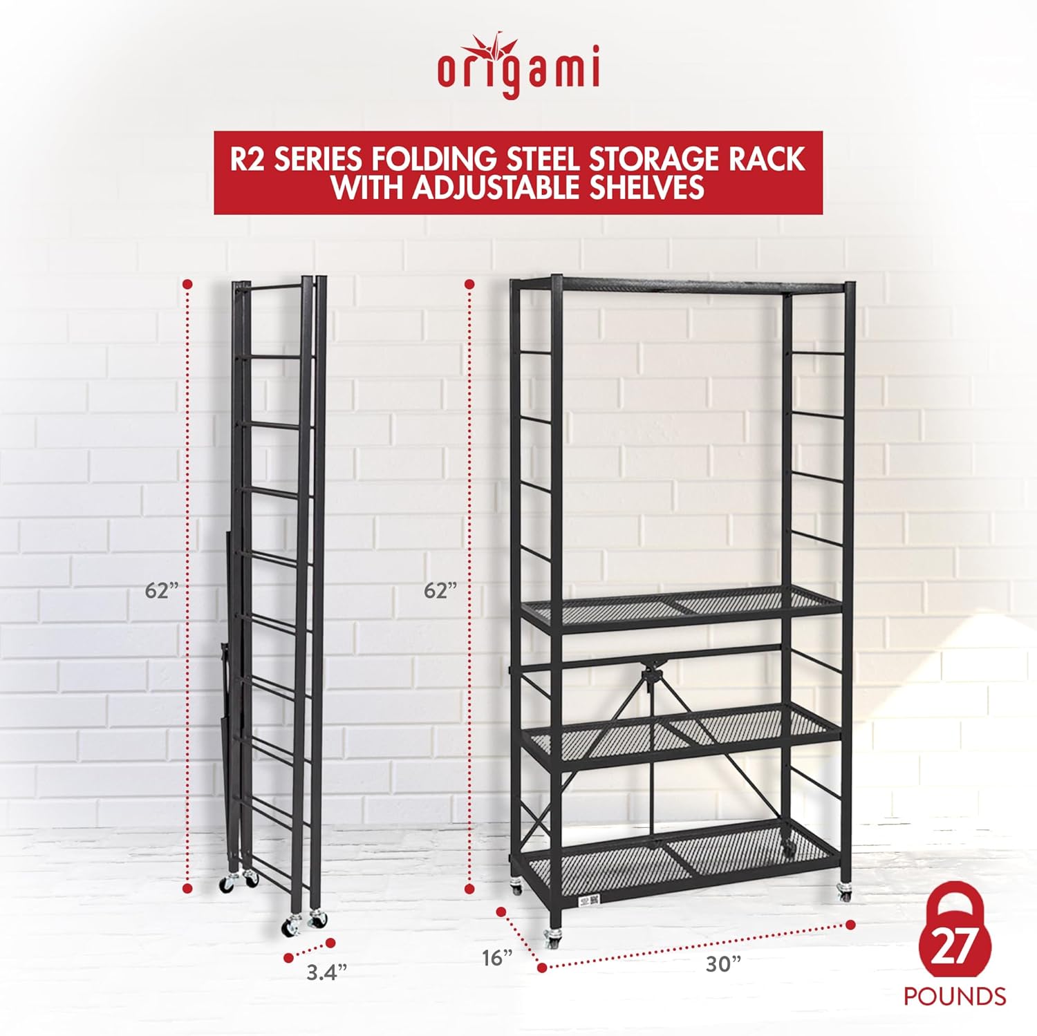 Origami 4 Tier Adjustable Shelf Rack - Gallery 15
