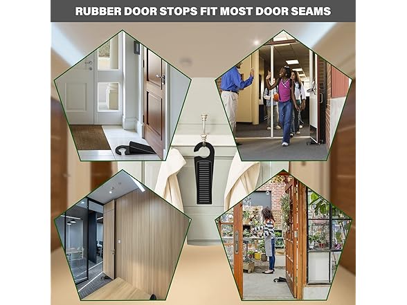 Door Stoppers 4Pk Rubber Wedge Black