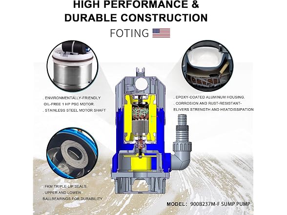 FOTING 1.5HP 6300GPH Sump Pump Float