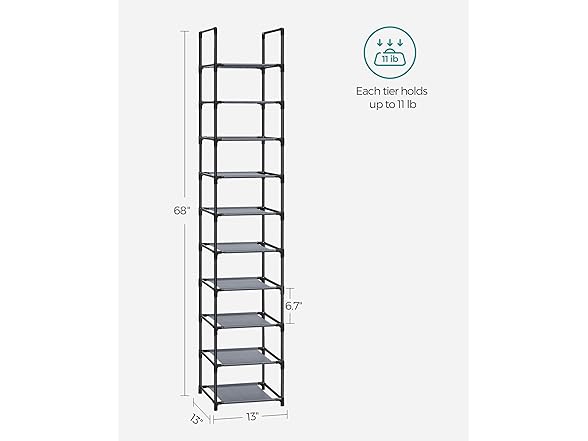SONGMICS Shoe Rack, 10-Tier Shoe Shelf