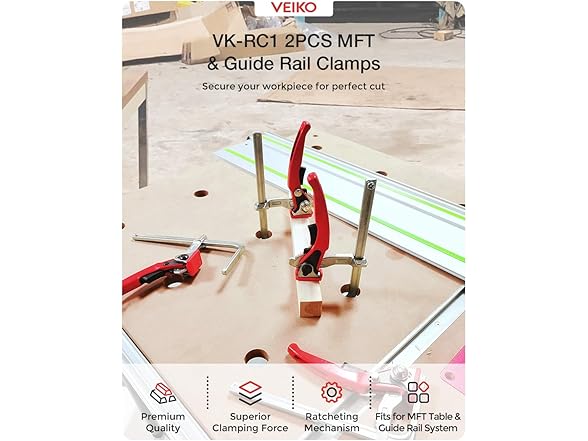 Quick Ratchet Track Saw Guide Rail Clamp