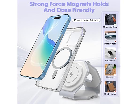 (2 PACK) 3-in-1 15W Travel Wireless Charger