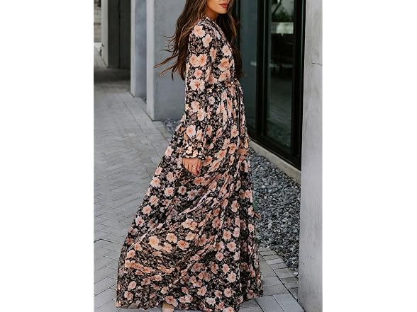 Blencot Women (S) Casual Boho V Neck Long Dress