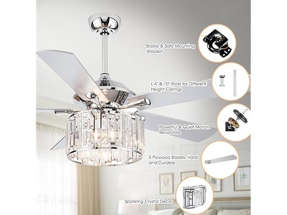 Parrot Uncle F6305Q110V-PU 52 Inch Ceiling Fan