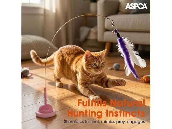 ASPCA Suction Cup Cat Toy Interactive Wand, Pink