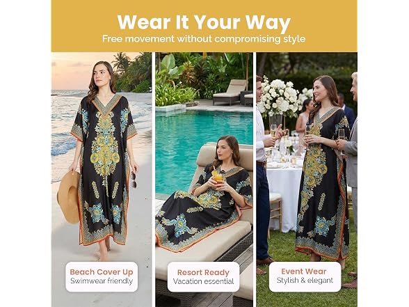 Oussum Women (One Size Plus) Long Maxi Kaftan Gown