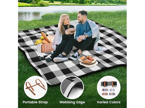 sapsisel 80”x 80” Picnic Blanket Extra Large, 8