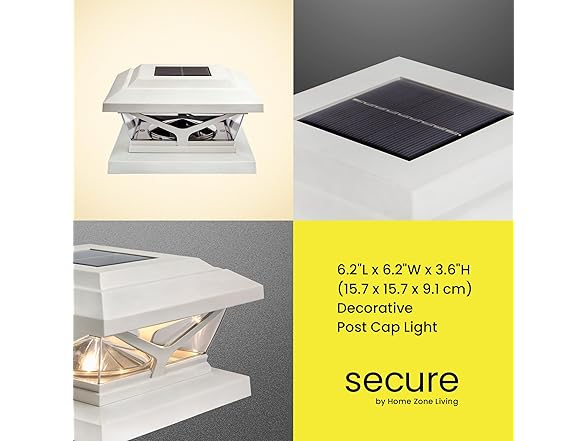 Home Zone Security 4-Pack Crown Style Solar Powered Post Cap Light