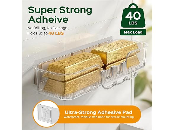 HAMITOR 5 Piece Adhesive Shower Caddy