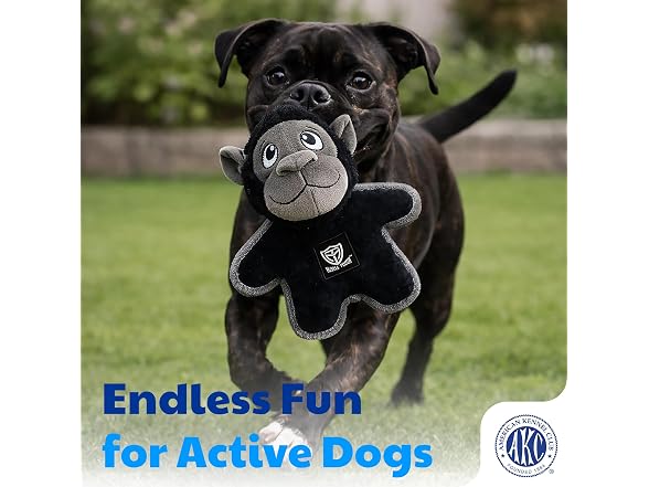 American Kennel Club Plush Dog Toy with Squeaker, Gorilla
