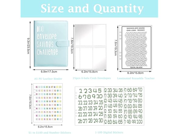 Adzt's 100 Envelopes Challenge Binder Kit A5