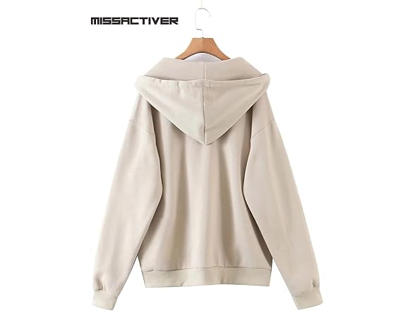 Missactiver Women (S) Solid Drawstring Zip Jacket