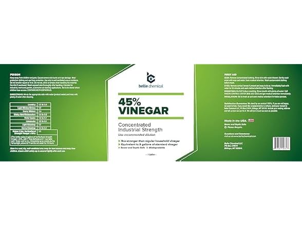 45% Pure Vinegar - Concentrated Industrial Grade 2-Gal