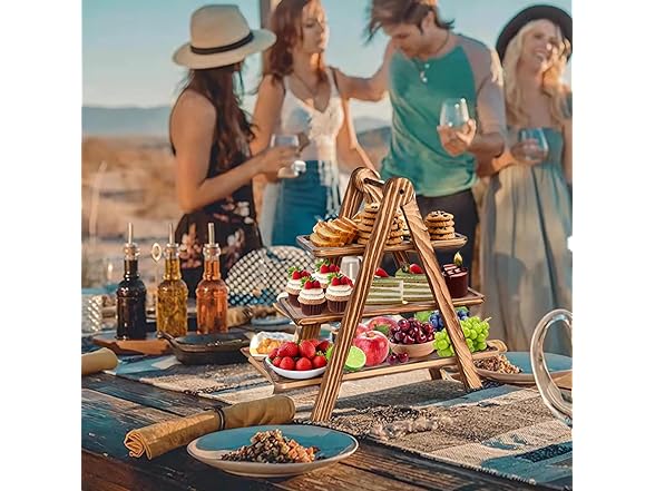 HDODA Wooden 3 Tier Serving Tray