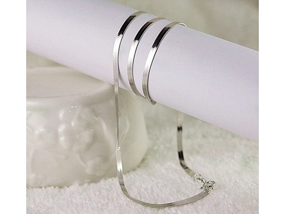 Italian 925 Sterling Silver 18 Inch Herringbone Chain Necklace