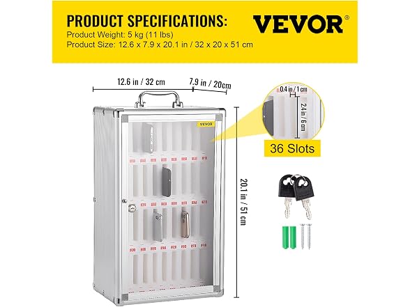 VEVOR 36 Slots Cell Phone Cabinet