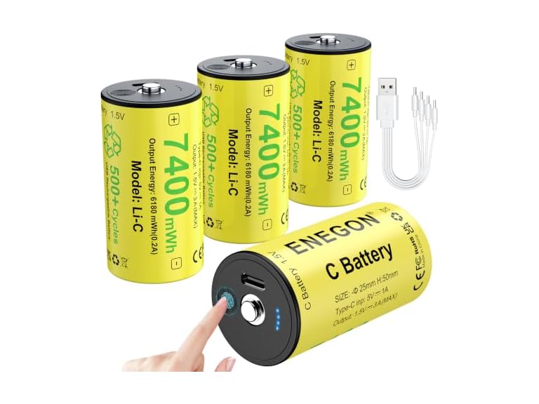 ENEGON Rechargeable Lithium C Batteries