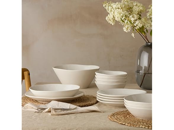 Linen Cream Stoneware Soup Bowls Set of 4 