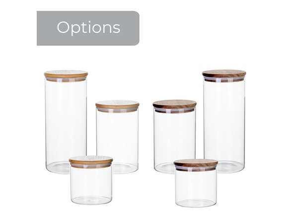 Smart Design Glass & Acacia Canisters 2pk