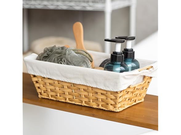 Suptinwear Washable Plastic Woven Basket, Natural