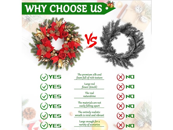 TISEMENT Christmas Wreaths for Front Door