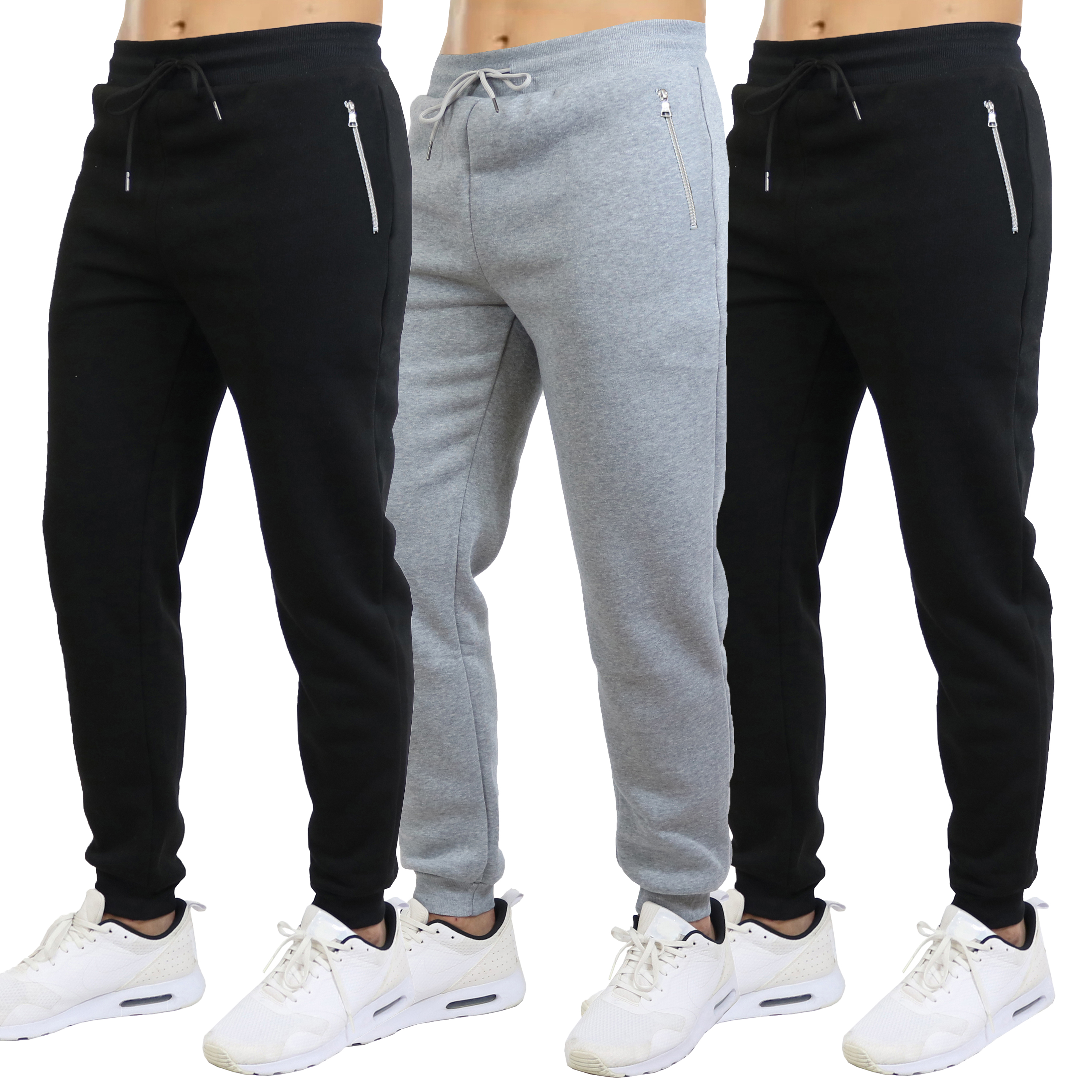3Pk Mens Fleece Joggers w-Zip Pockets (S-3XL) - Gallery 12