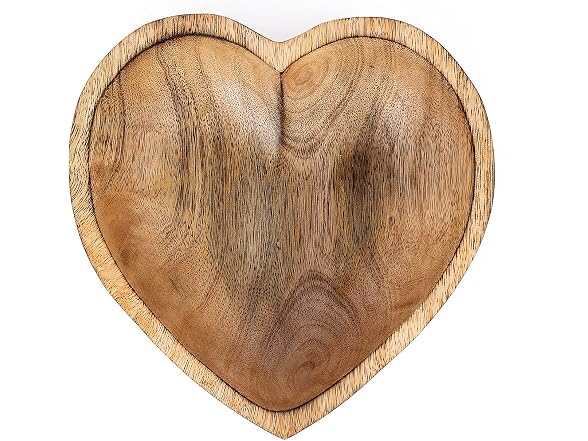WitnyStore Heart Shaped Wood Bowl 8" Brown Hand