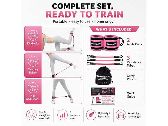 KICOSOADT Ankle Resistance Bands w/Cuffs