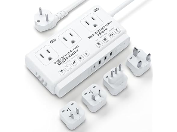 Kruuue 220v to 110v Voltage Converter Powerstrip
