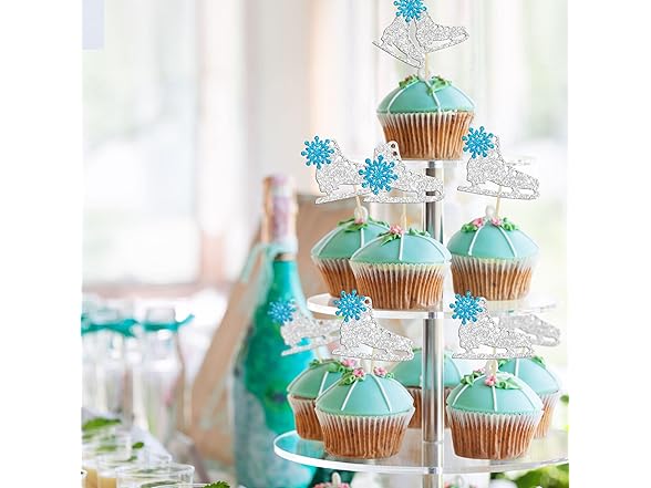 Gyufise 24Pcs Ice Skating Cupcake Topper