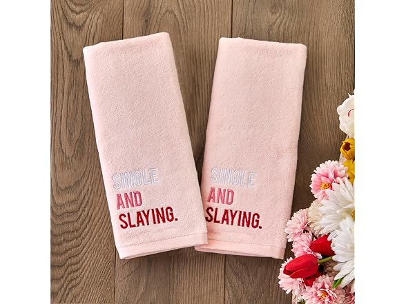 SKL Home Valentine's Day Single and Slaying Hand Towel Set