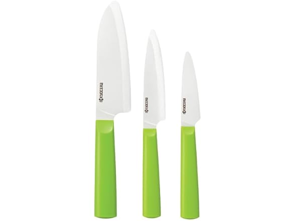 Kyocera 3-PC INNOVATIONwhite Green/White Ceramic Knife Set