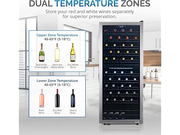 NewAir Freestanding Dual Zone Wine Fridge - 98 Bottle