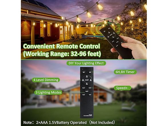 Kondras ST38 Solar String Lights 34FT 2Pk