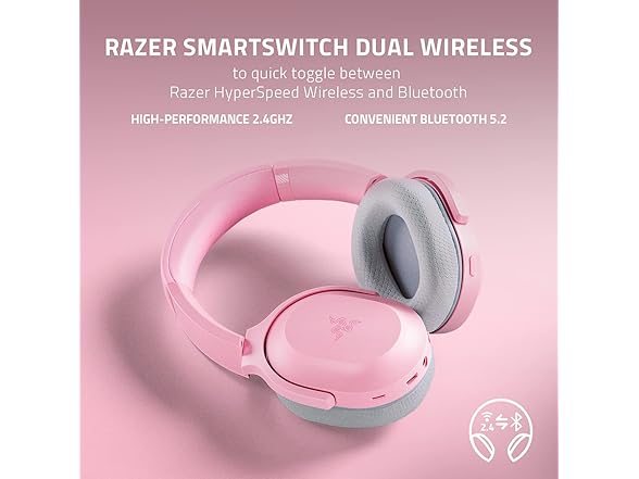 Razer Barracuda Wireless Gaming & Mobile Headset (PC, PlayStation, Switch 2, Android, iOS): 2.4GHz Wireless + Bluetooth - Integrated Noise-Cancelling Mic - 50mm Drivers - 40 Hr Battery - Quartz Pink (Open Box)