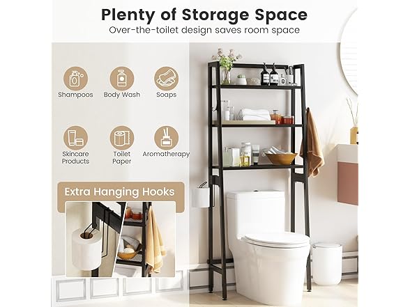Nightcore Over-The-Toilet Storage, 3-Tier 