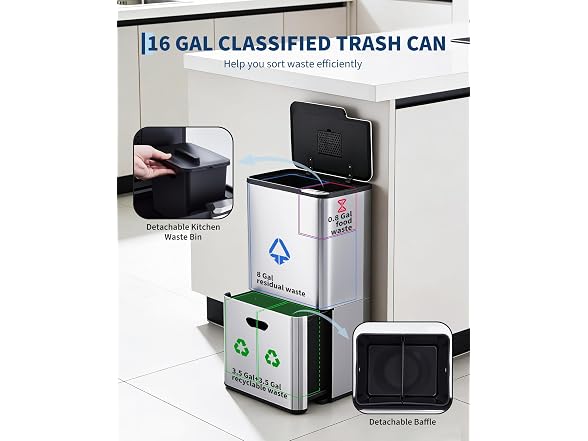 MOVECOM 16 Gal Pull-Out Compost Bin Silv