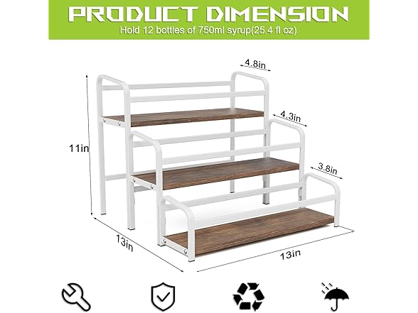 3-Tier Coffee Syrup Rack for Countertop