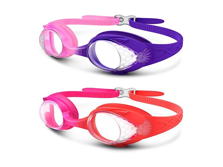 OutdoorMaster Kids Swim Goggles 2 Pack - Quick Adjustable Strap Swimming Goggles for Kids - C