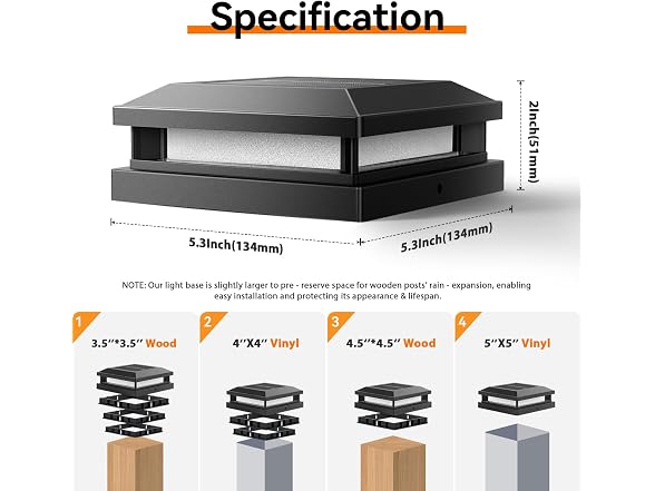 Brightever 8-Pack 4x4 Solar Post Cap - Gallery 6