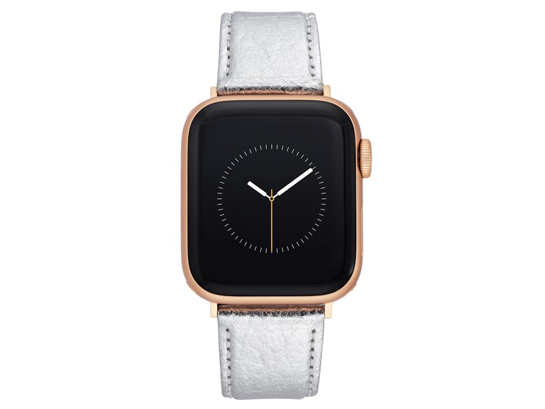 Anne Klein Considered Replacement Band for Apple Watch, Apple Watch Sustainable Pineapple Strap, Silver with Rose Gold Lugs, Buckle closure (42/44/45mm, Silver)