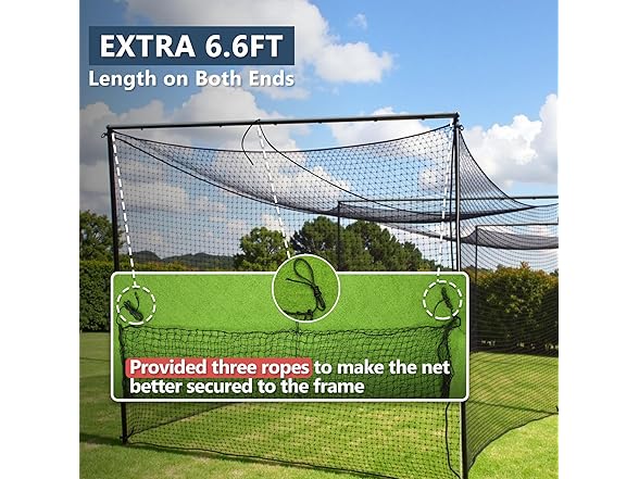 SHANTRA Batting Cage Netting - 55'L/35'L/20'L, Enclosed Baseball & Softball Cage with Door, PE Hitting Nets for Backyard