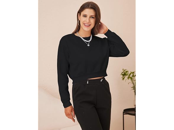 Verdusa Women (S) Basic Long Crew Sweatshirt
