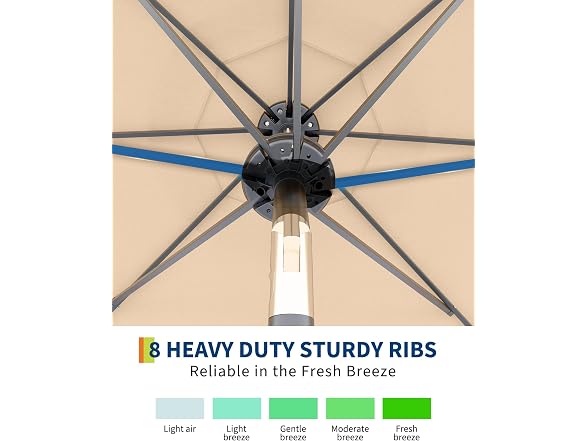 GarveeLife 10 ft Solar Patio Umbrella