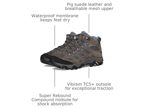 Merrell Women's Moab 3 Mid Waterproof Hiking Boot, New Granite, 10