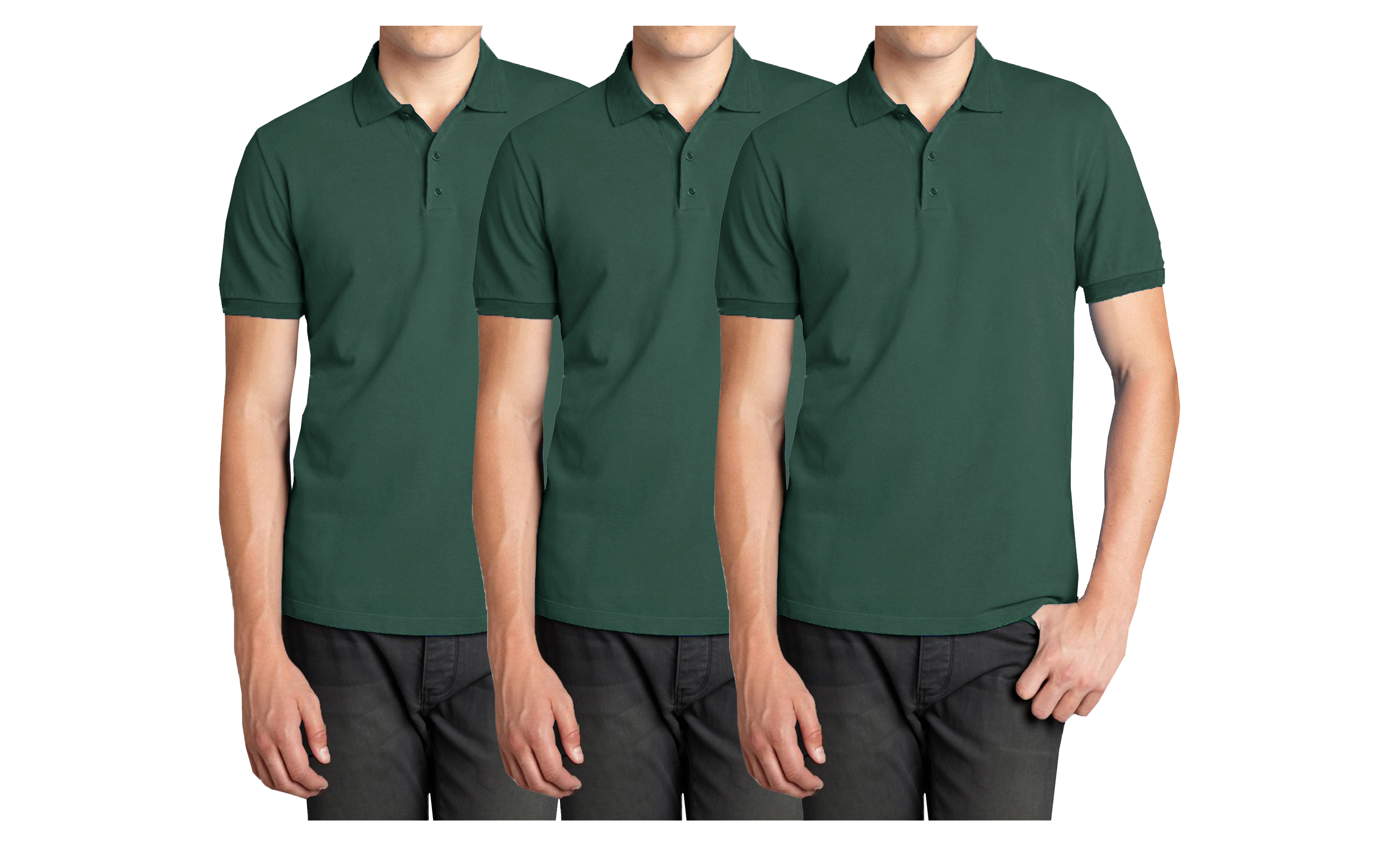 Mens 3PK S/S Pique Polo Shirts - Gallery 23